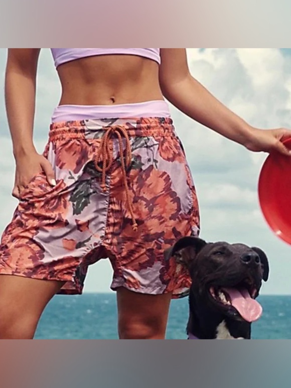 FP Movement by Free People Pink Floral Drawstring Shorts NWOT